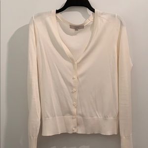 Loft-cream v-neck cardigan. Medium.